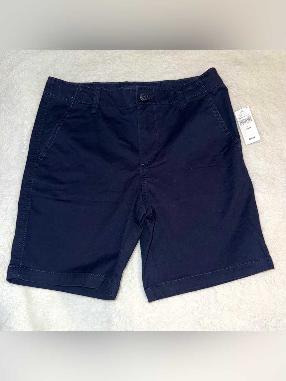 GAP kids navy blue chino shorts, size 7 husky, NWT